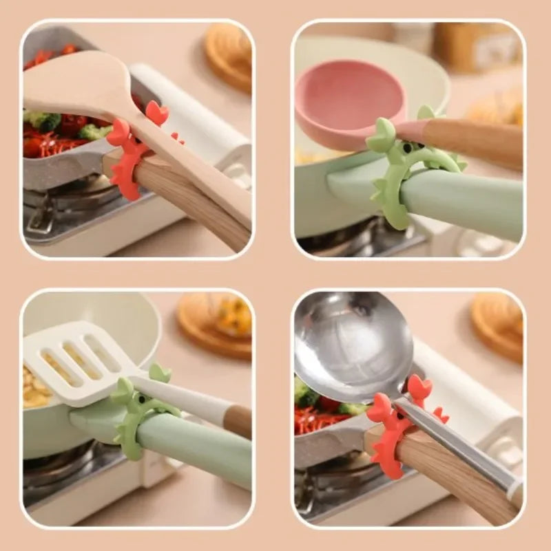6/1PCS Multifunctional Spatula Holder Small Crab Spatula Holder Anti Scalding Overflow Pot Clip Spoon Holder Clip Kitchen Gadget