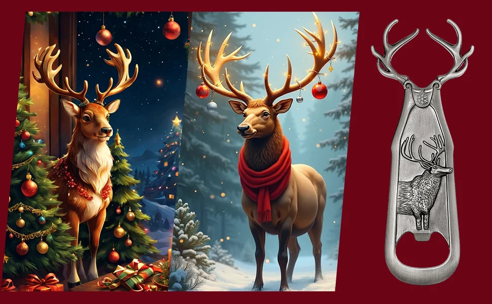 Christmas Reindeer Opener Gifts Set Retro Deer Corkscrew Antlers Beer Bottle Opener New Year Gift