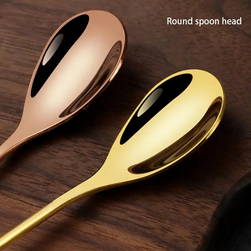 New Christmas Stainless Steel Gold Tableware Cute Cartoon Ice Cream Dessert Spoon Coffee Stirring Teaspoon  Party Gift