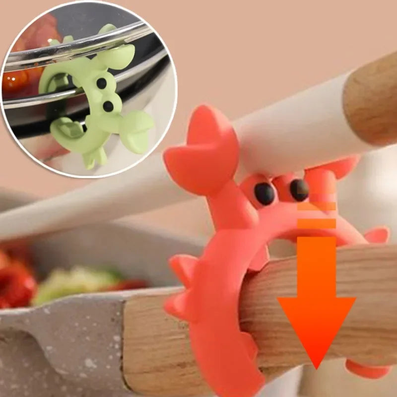 6/1PCS Multifunctional Spatula Holder Small Crab Spatula Holder Anti Scalding Overflow Pot Clip Spoon Holder Clip Kitchen Gadget