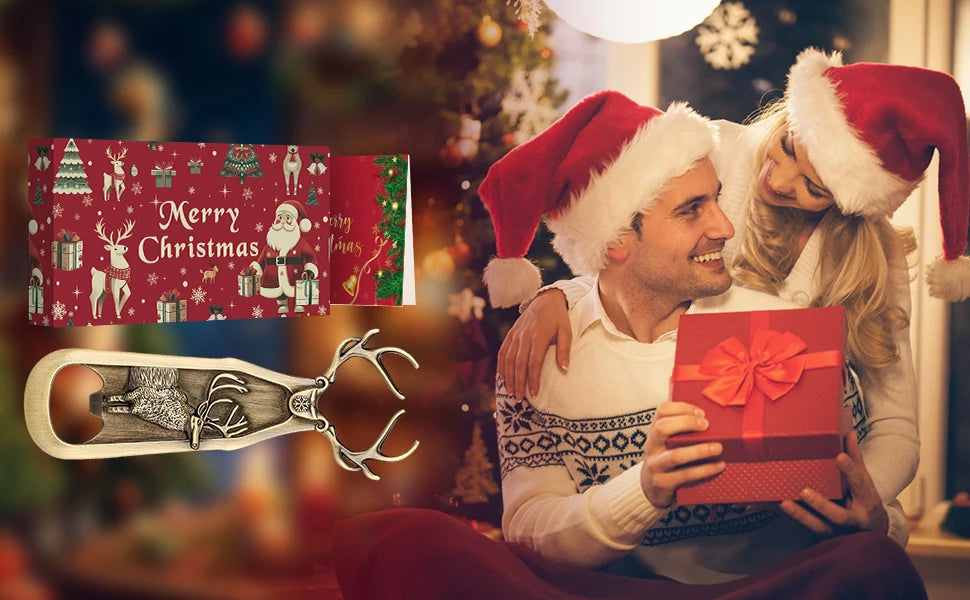 Christmas Reindeer Opener Gifts Set Retro Deer Corkscrew Antlers Beer Bottle Opener New Year Gift