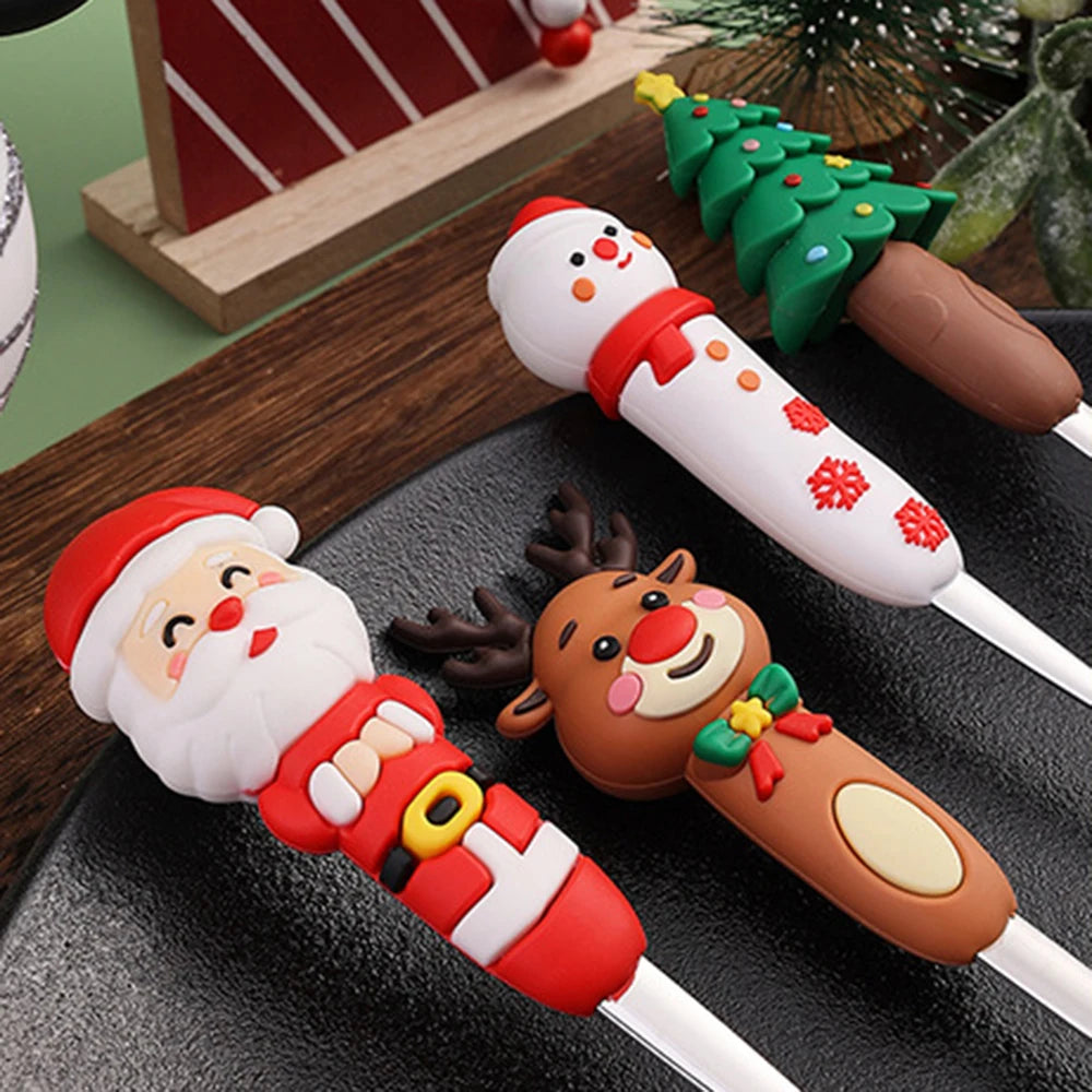 2/4Pcs Christmas Dinnerware Stainless Steel With Luxury Gift Box Tableware Dessert Fork Coffee Spoon Santa Cutlery For Christmas