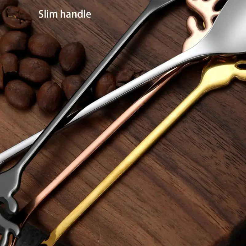 New Christmas Stainless Steel Gold Tableware Cute Cartoon Ice Cream Dessert Spoon Coffee Stirring Teaspoon  Party Gift