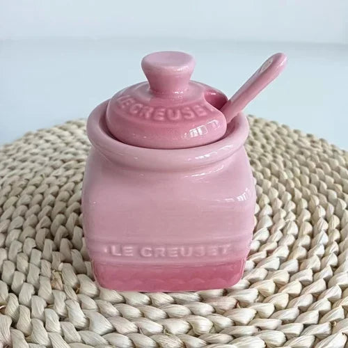 Salt And Pepper Jar Set Ceramic Organizer Small Things Herb Shakers Sugar Spice Jars With Spoon Cover Cozinha Kitchen Gadgets