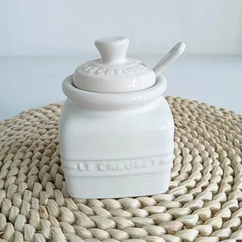 Salt And Pepper Jar Set Ceramic Organizer Small Things Herb Shakers Sugar Spice Jars With Spoon Cover Cozinha Kitchen Gadgets