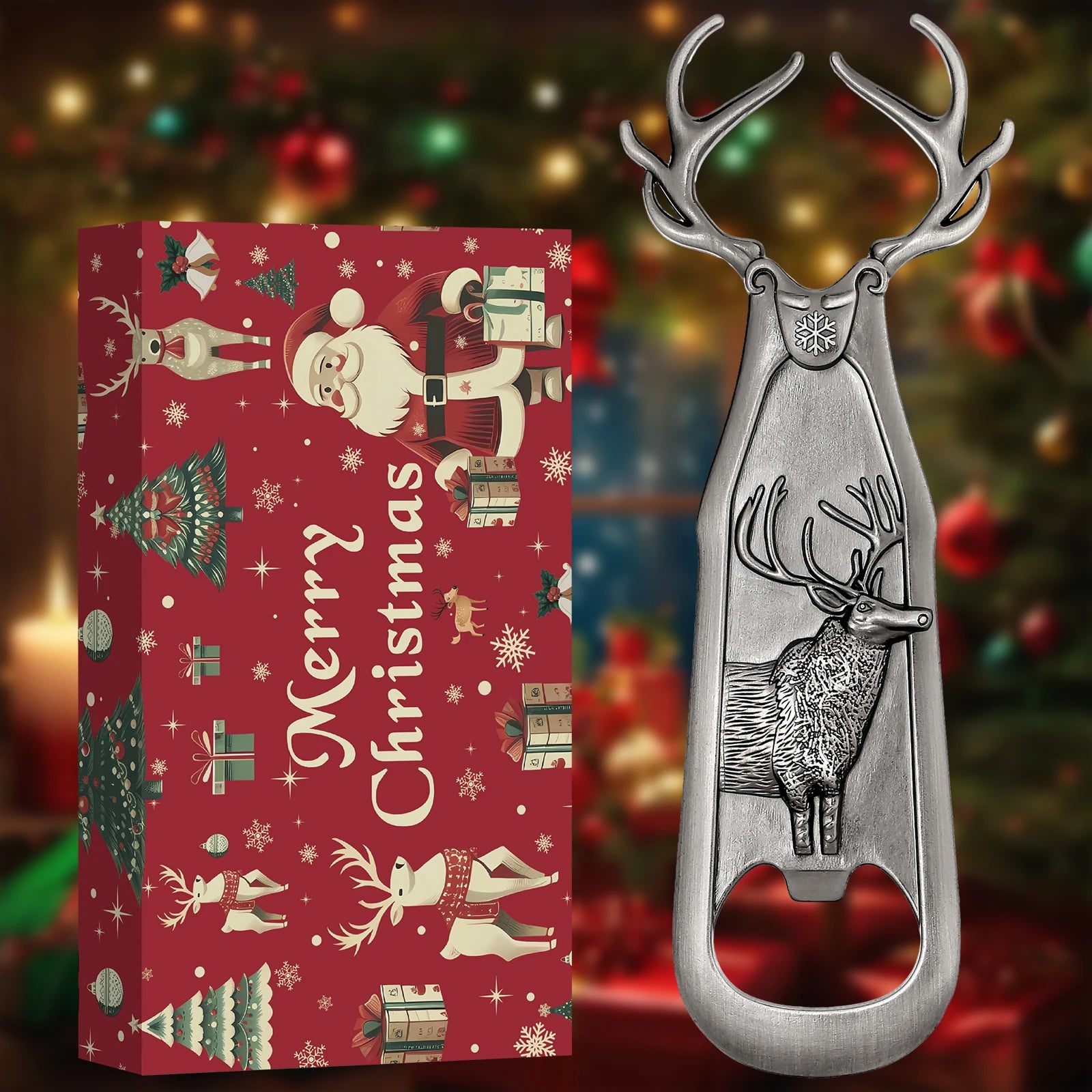 Christmas Reindeer Opener Gifts Set Retro Deer Corkscrew Antlers Beer Bottle Opener New Year Gift