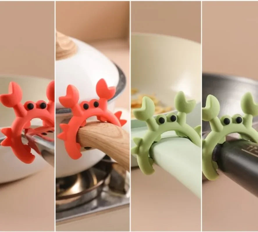 6/1PCS Multifunctional Spatula Holder Small Crab Spatula Holder Anti Scalding Overflow Pot Clip Spoon Holder Clip Kitchen Gadget