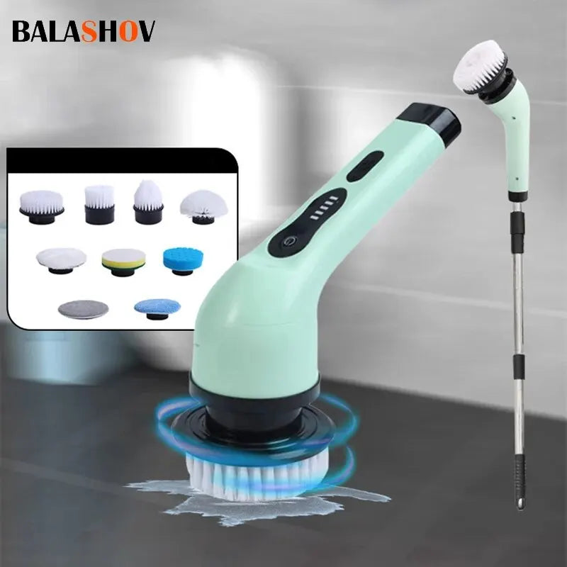 9-in-1 Electric Cleaning Brush Electric Spin Cleaning Scrubber Electric Cleaning Tools Parlour Kitchen Bathroom Cleaning Gadgets