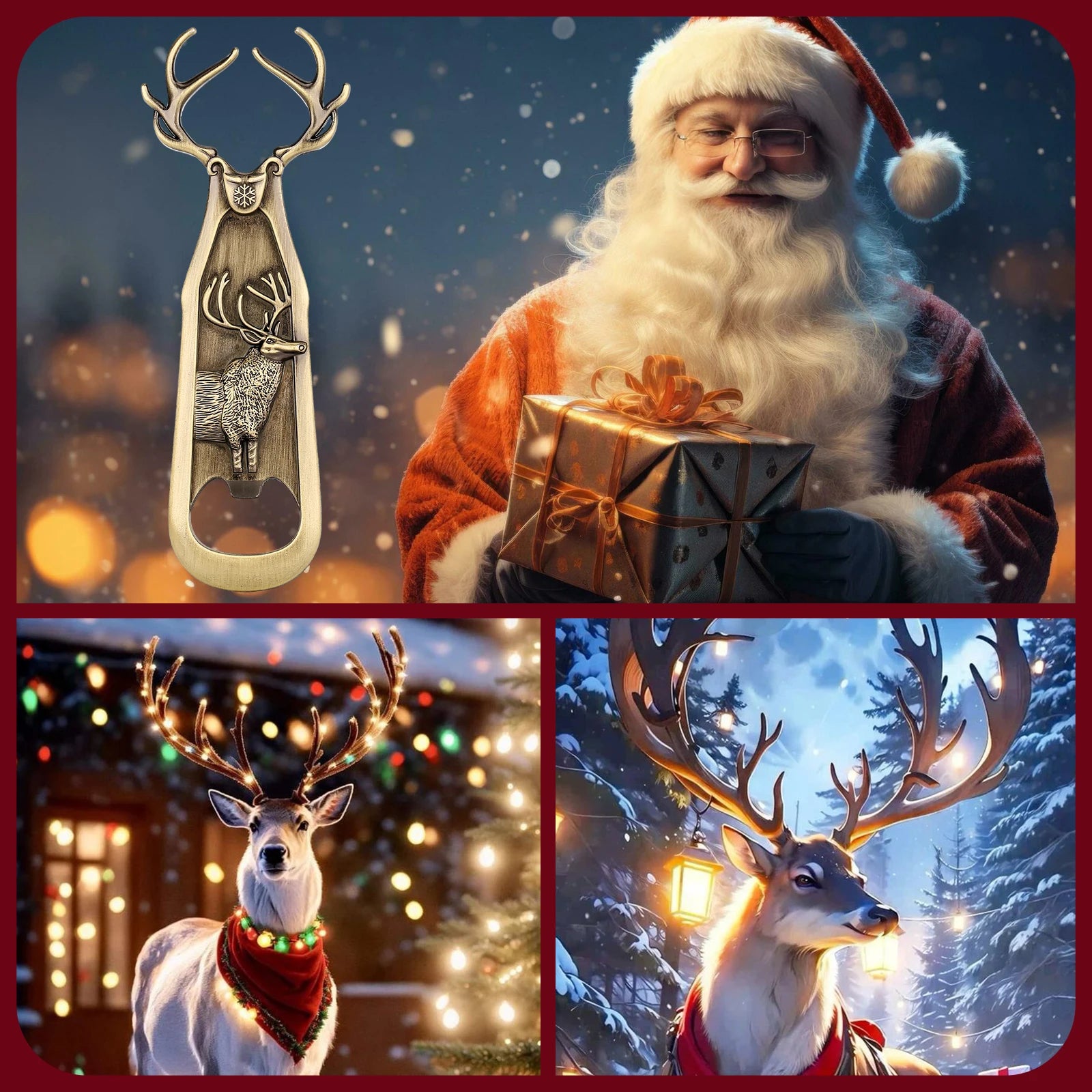 Christmas Reindeer Opener Gifts Set Retro Deer Corkscrew Antlers Beer Bottle Opener New Year Gift