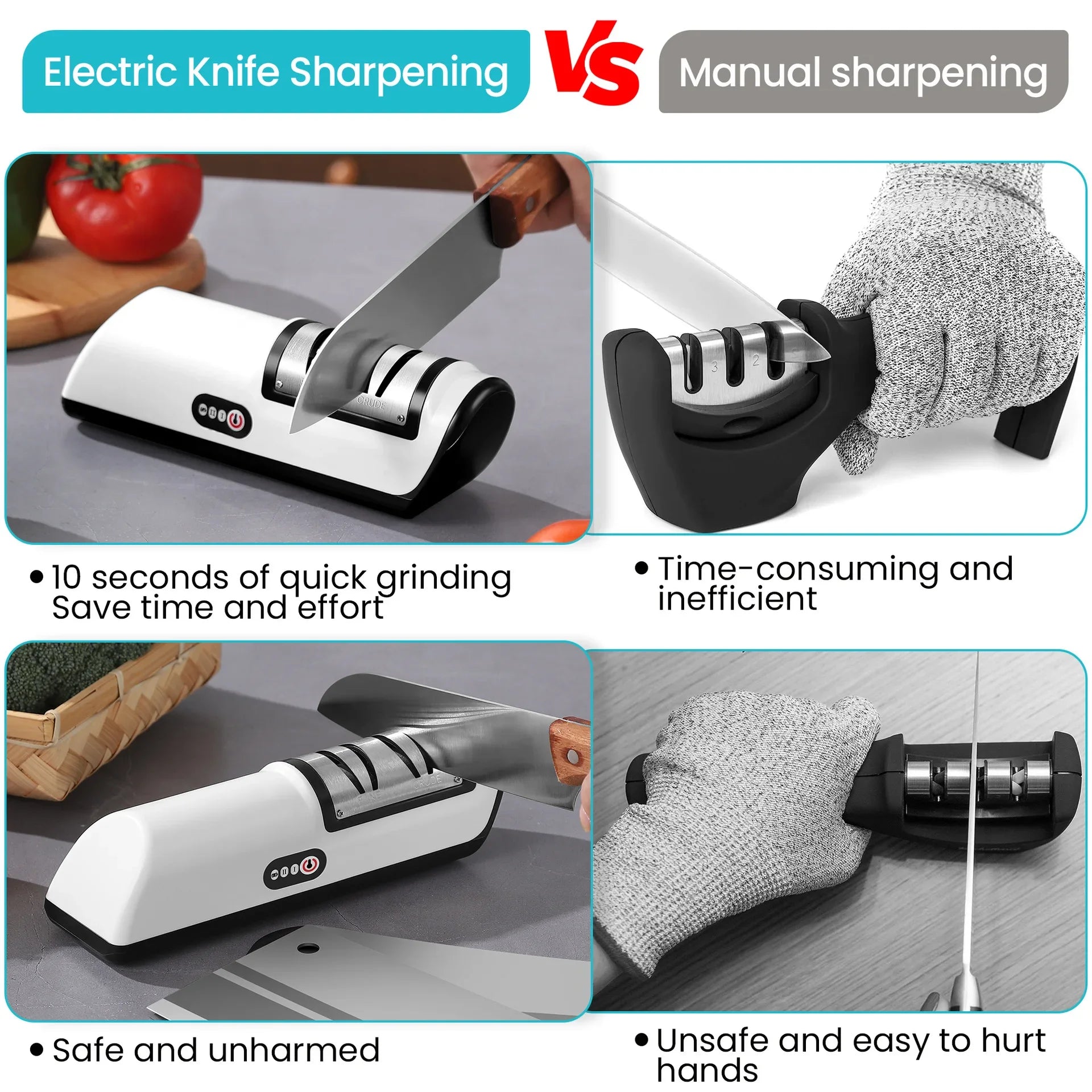 Electric Knife Sharpener Household Whetstone Kitchen Gadget Multifunctional Fully Automatic Rechargeable Small Knife Sharpener